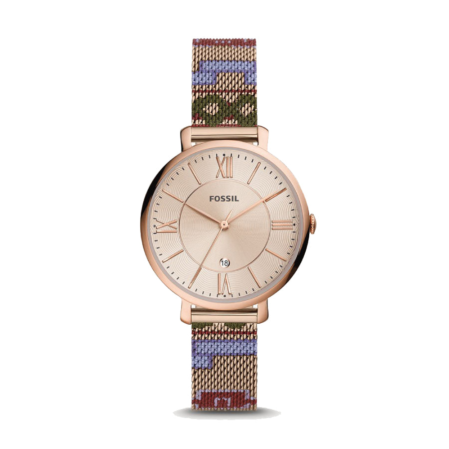 Fossil ES5125 Jacqueline Three-Hand Rose Gold-Tone Stainless Steel