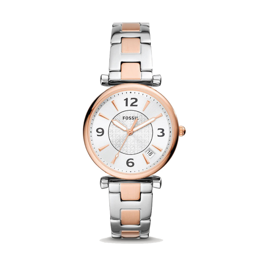 Fossil ES5156 Carlie Three-Hand Date Two-Tone Stainless Steel