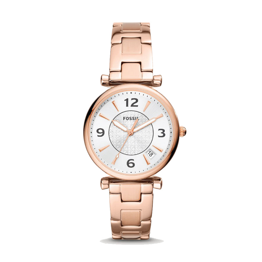 Fossil ES5158 Carlie Three-Hand Date Rose Gold-Tone Stainless Steel