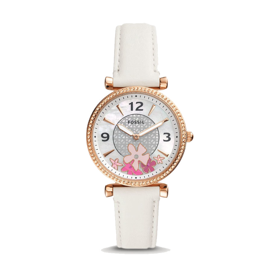 Fossil ES5187 Carlie Two-Hand White Eco Leather