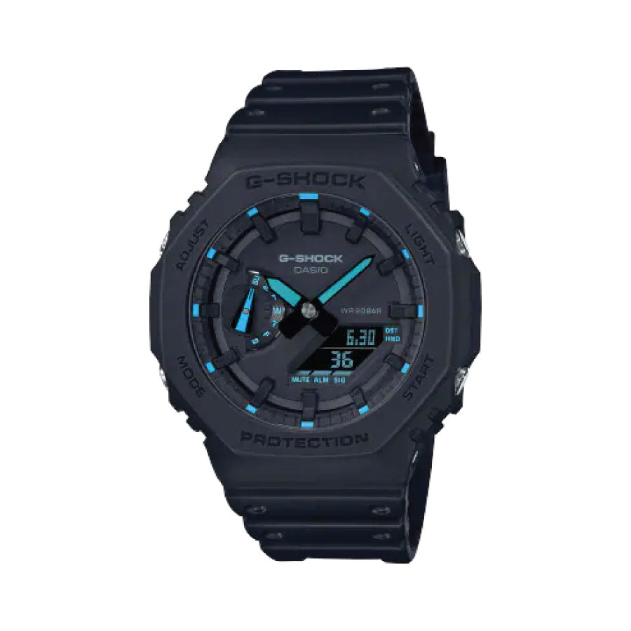 G-Shock  GA-2100-1A2 Neon Accent Analog Digital Black Blue