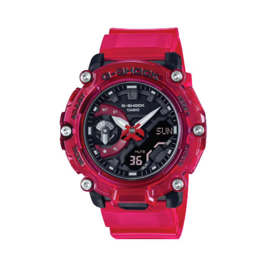 G-Shock  GA-2200SKL-4A Sound Wave Analog Digital Red Transparent