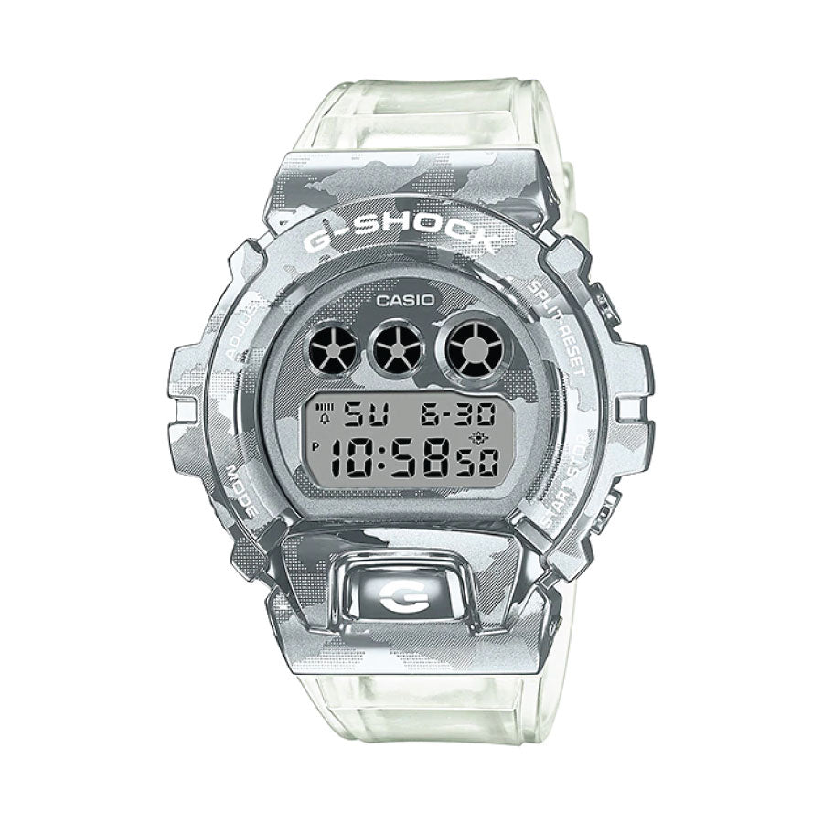 G-Shock  GM-6900SCM-1D Digital Special Color Camouflage Metal Covered White Transparent