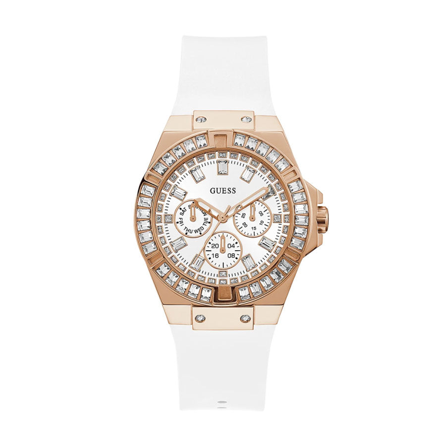 Guess GW0118L4 Rose Gold Tone Case White Silicone Watch