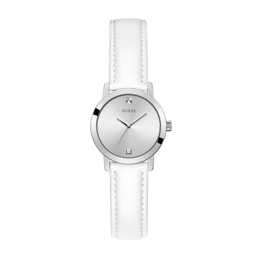 Guess GW0246L1 Silver Tone Case White Genuine Leather Watch