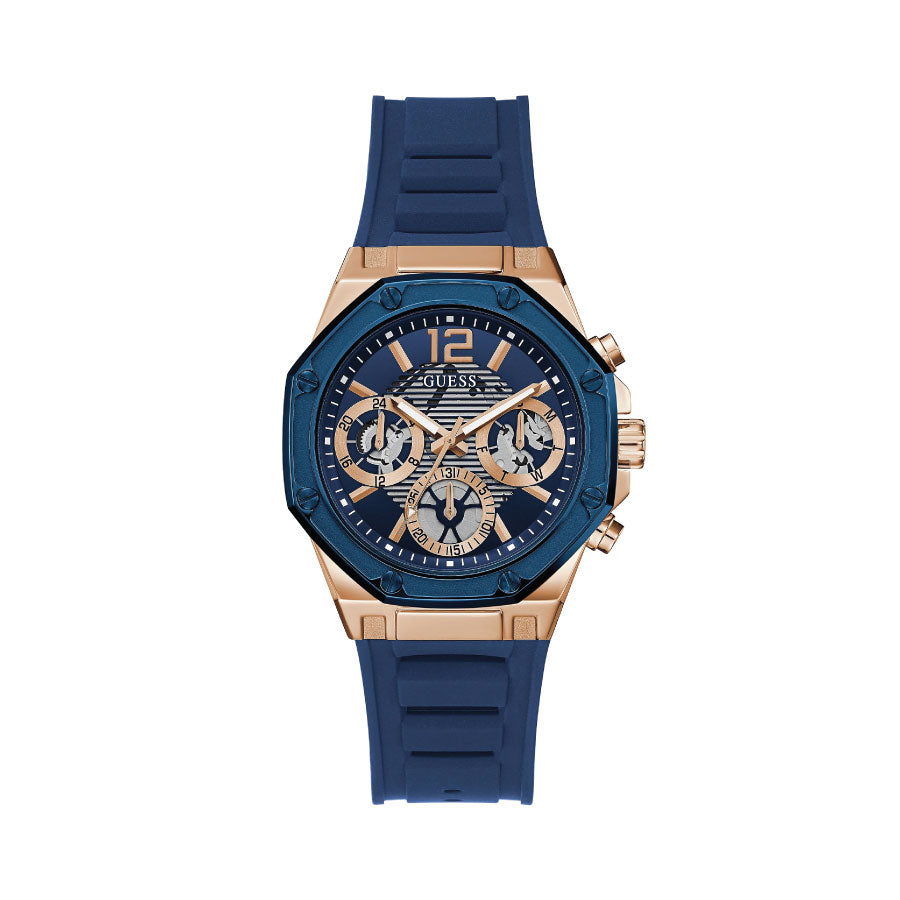 Guess GW0256L2 Rose Gold Tone Case Blue Silicone Watch