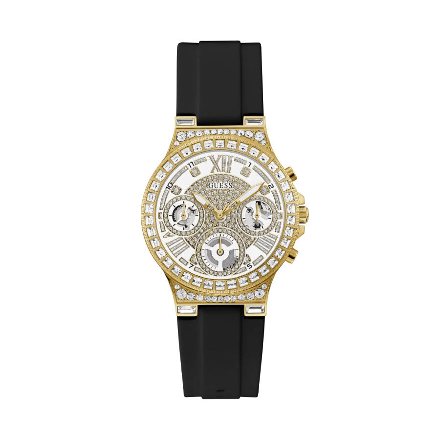 Guess GW0257L1 Gold Tone Case Black Silicone Watch