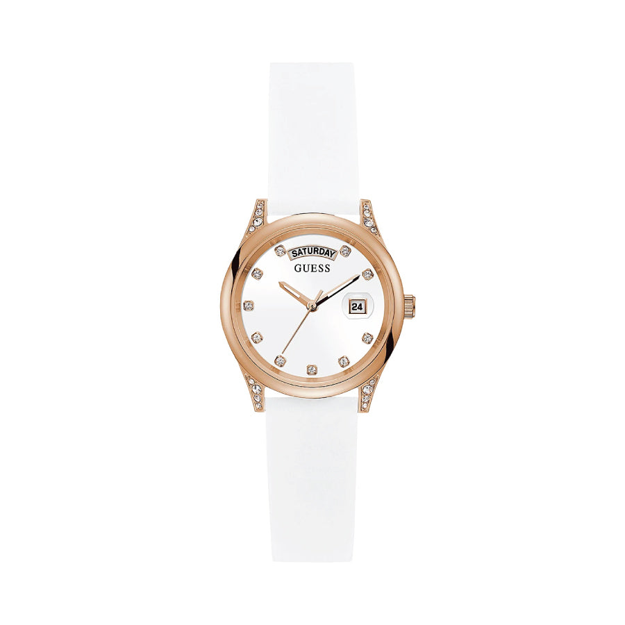 Guess GW0356L3 Rose Gold Tone Case White Silicone Watch