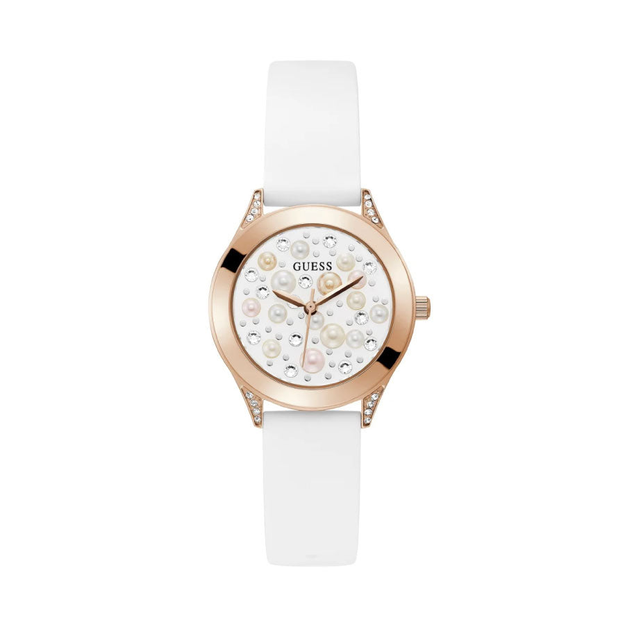 Guess GW0381L3 Rose Gold Tone Case White Silicone Watch