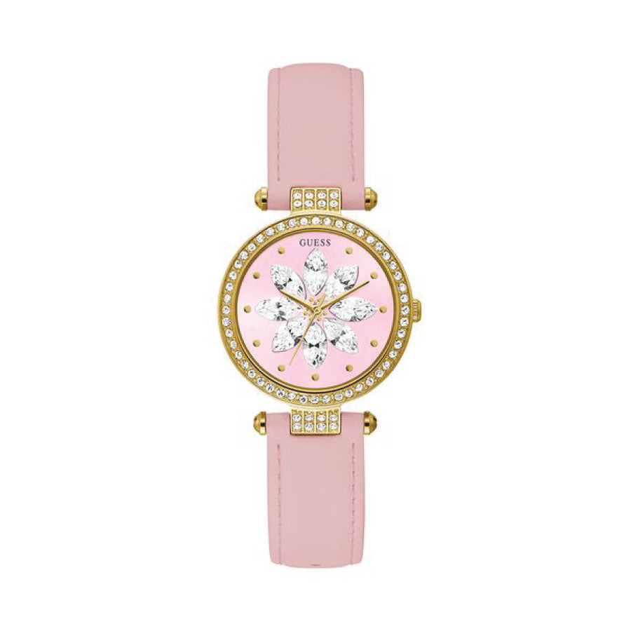 Guess GW0382L1 Gold Tone Case Pink Genuine Leather Watch