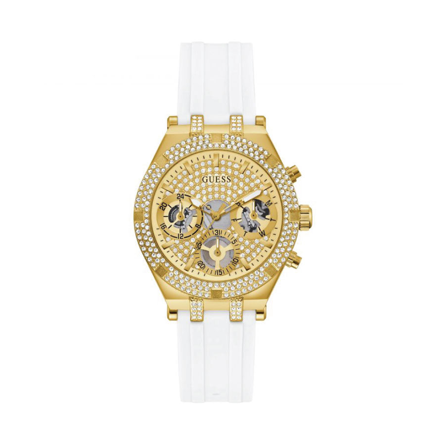 Guess GW0407L2 Gold Tone Case White Silicone Watch