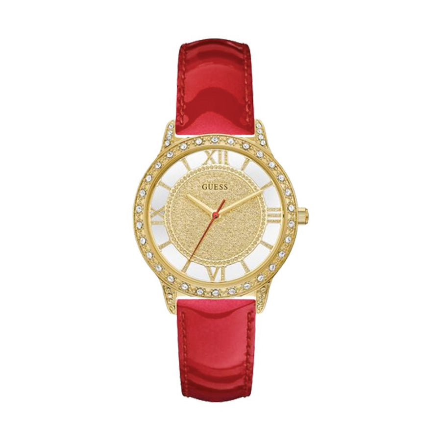 Guess GW0436L1 Gold Tone Case Red Genuine Leather Watch