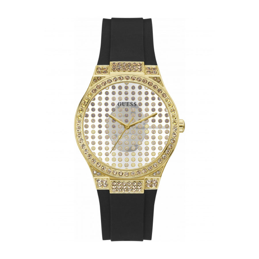 Guess GW0482L1 Gold Tone Case Black Silicone Watch