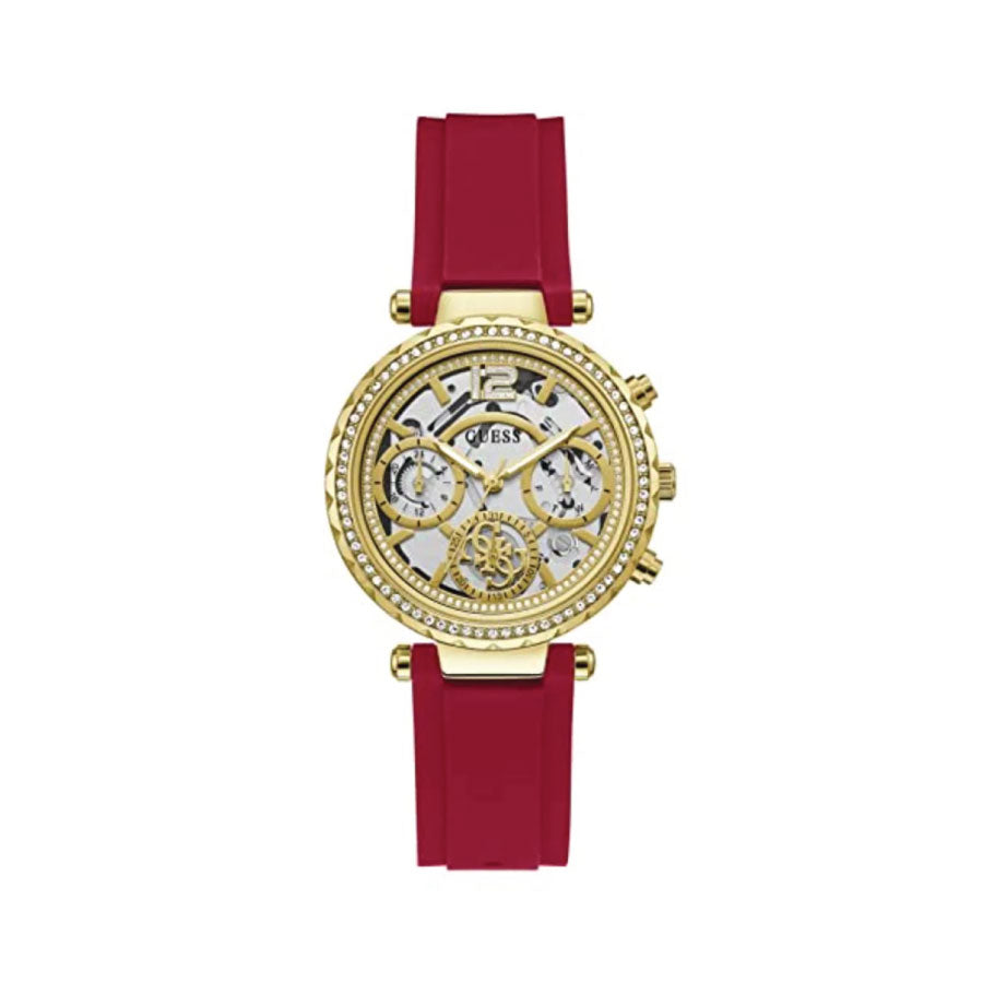 Guess GW0484L1 Gold Tone Case Red Silicone Watch