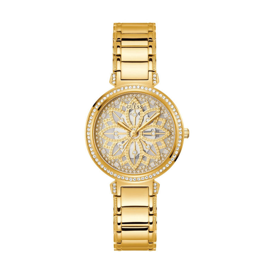 Guess GW0528L2 Gold-Tone Floral Cut-Through Analog Watch