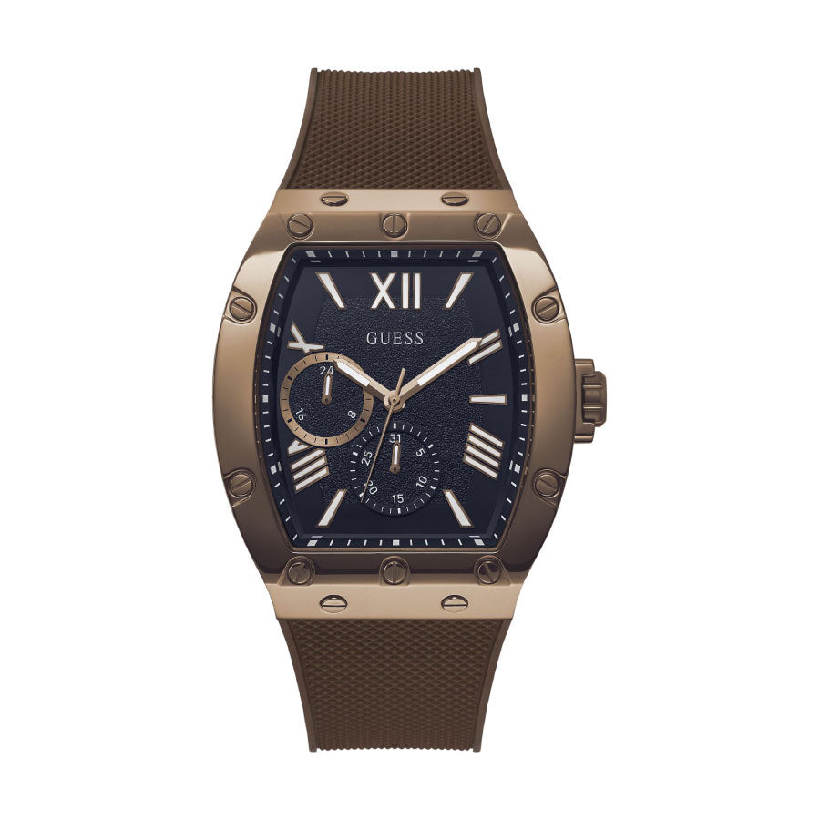 Guess GW0568G1 Brown Tone Case Brown Silicone Watch