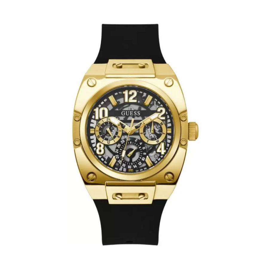 Guess GW0569G2 Gold Tone Case Black Silicone Watch