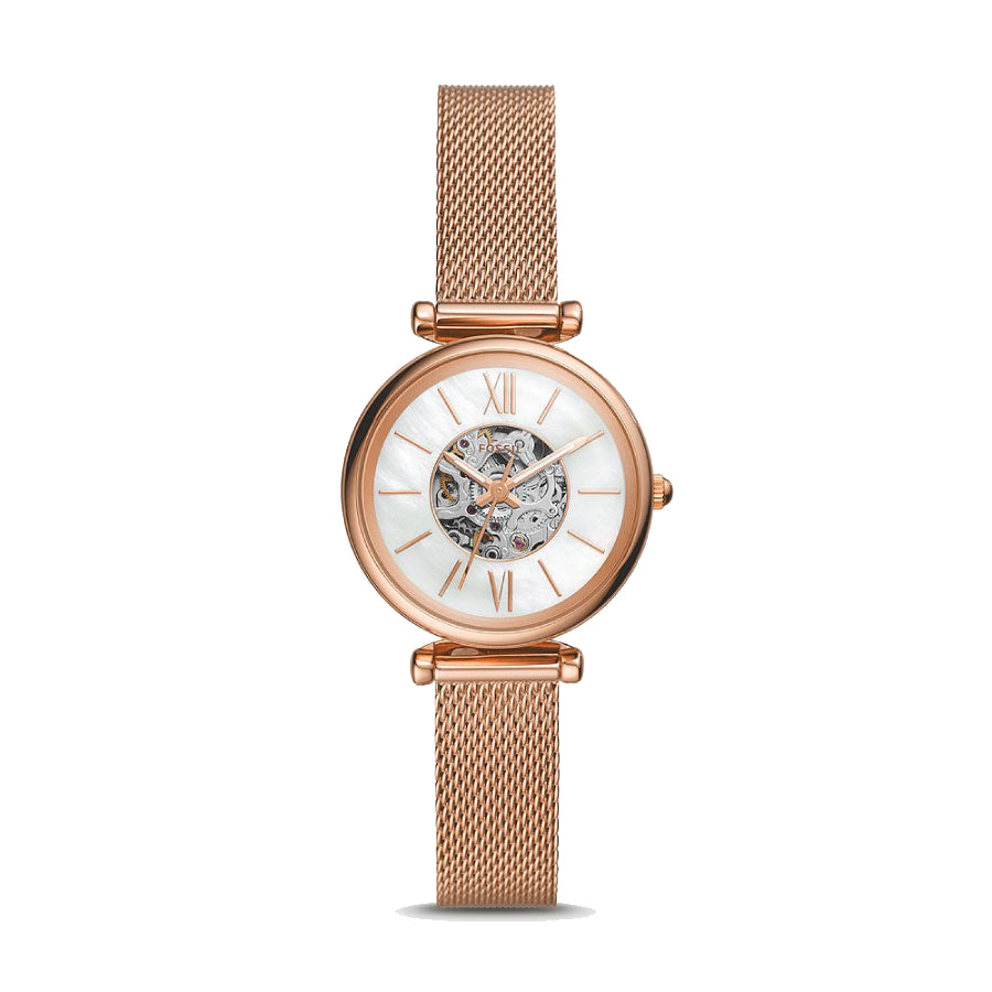 Fossil ME5188 Carlie Mini Automatic Rose Gold-Tone Stainless Steel Mesh