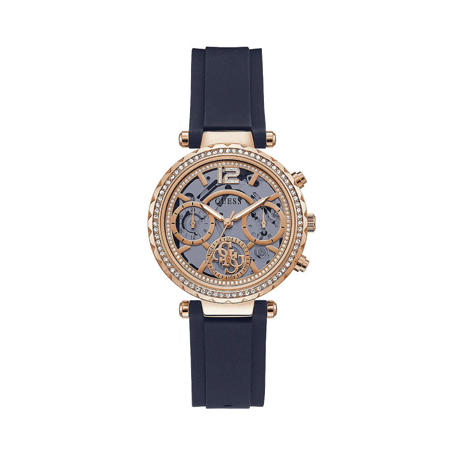 Guess GW0484L2 Rose Gold Case Navy Silicone Watch