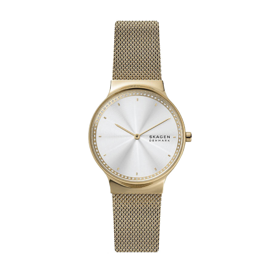 Skagen SKW1148 Freja Two-Hand Gold-Tone Stainless Steel Watch and Bracelet Box Set