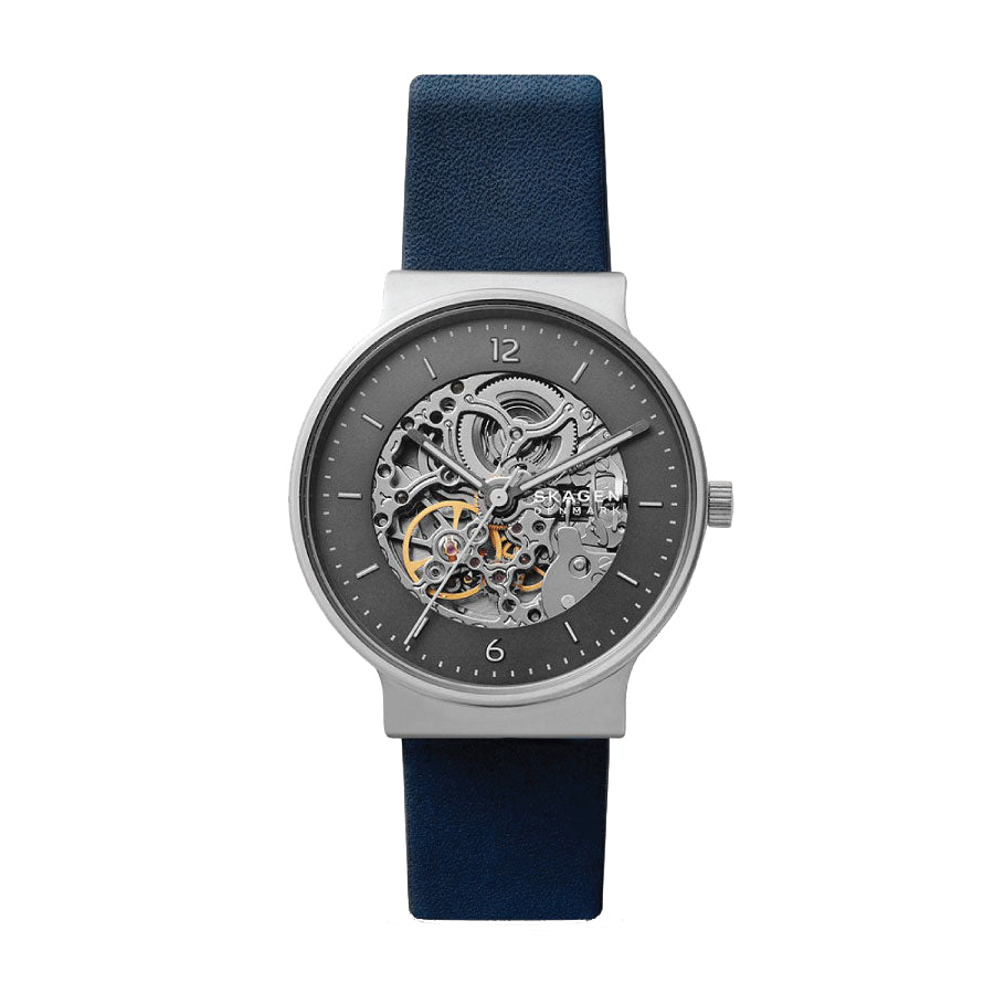 Skagen SKW6768 Ancher Automatic Titanium Ocean Blue Eco Leather Watch
