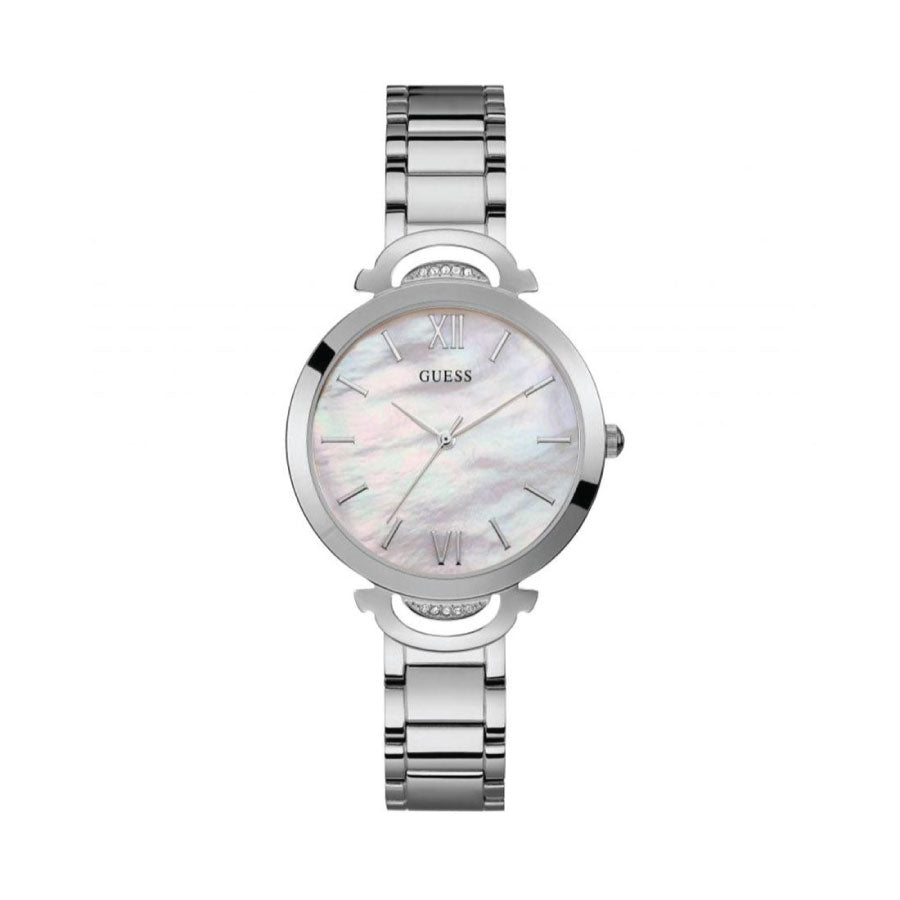 Guess W1090L1 Silver Tone Case Silver Tone Stainless Steel Watch