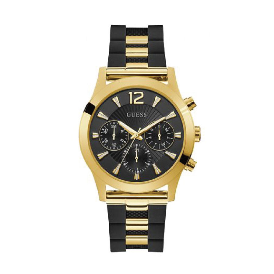 Guess W1294L1 Gold Tone Case Black Silicone Watch